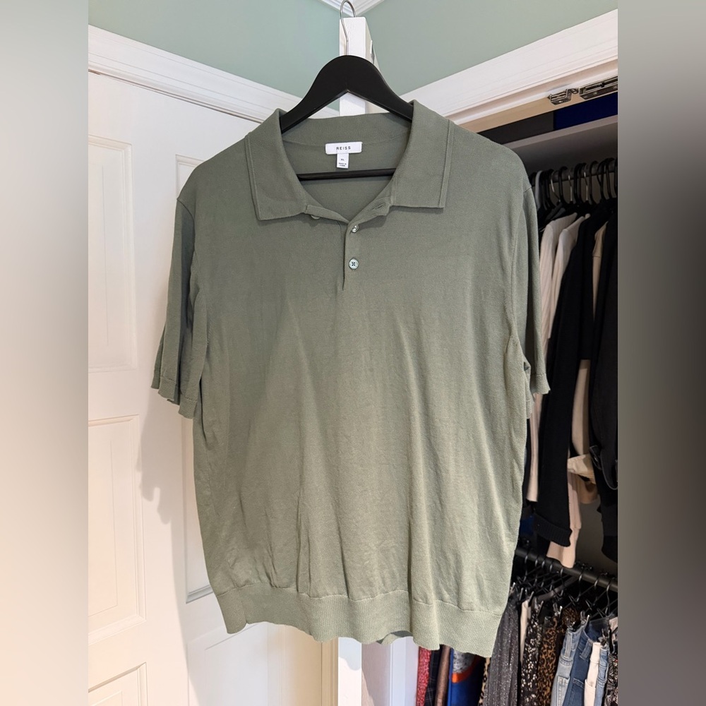 Set of 2: Reiss Knit Polo Shirts, Olive Green and Beige (Both Used, Men’s XL) - Picture 3 of 4